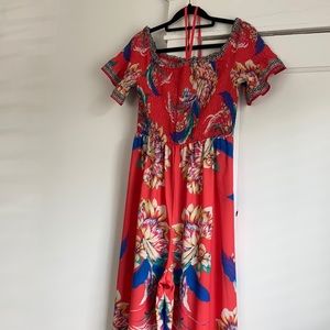 Bright wide leg off-the-shoulder jumpsuit - S